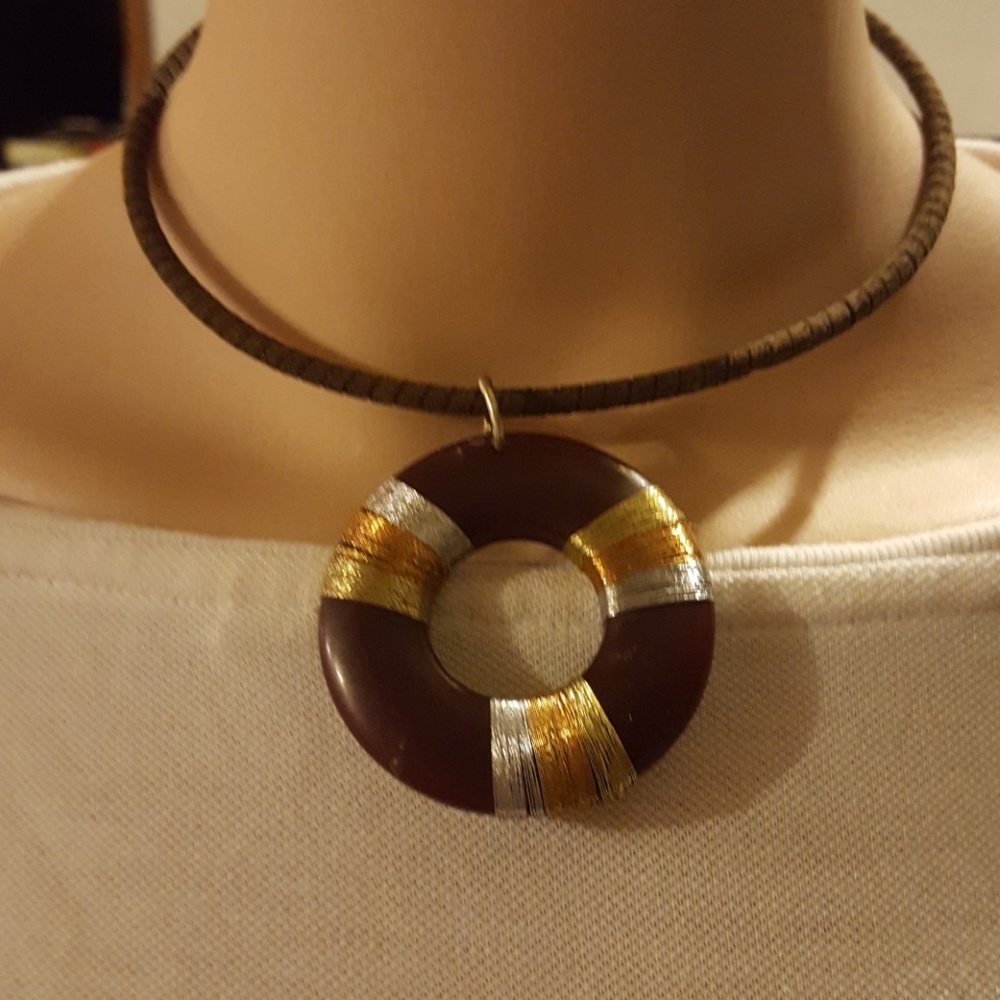 Brown life preserver wired cloth necklaces